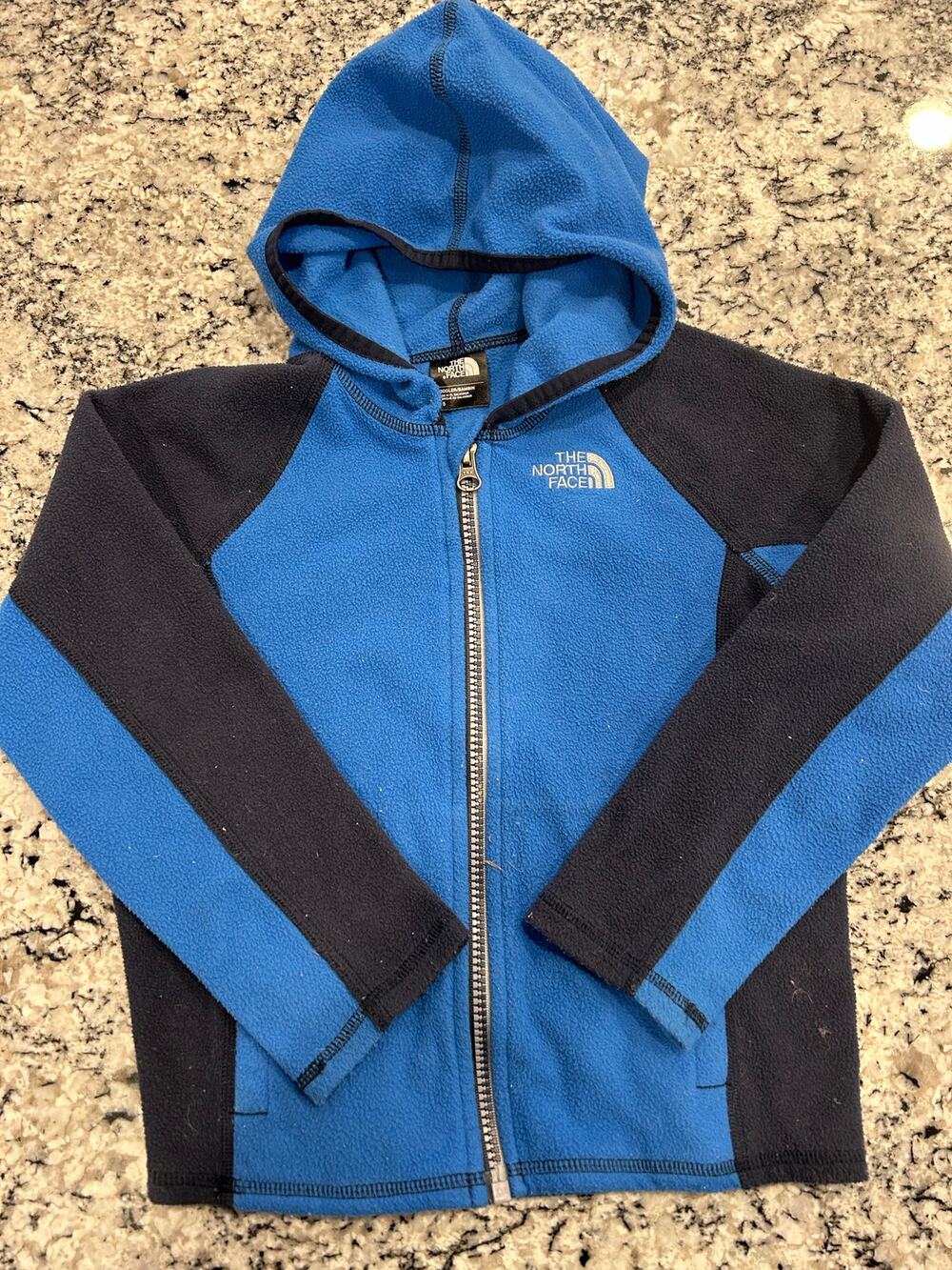 North face blue zip fleece size 5